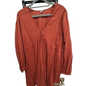 Old Navy Red V-Neck Dress w/ Sleeves and Pockets